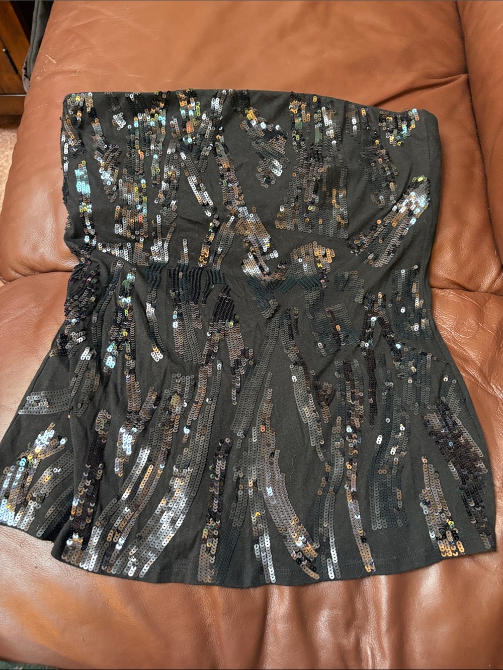 Express Black Sequin Strapless Camisole Vintage So Hot!!